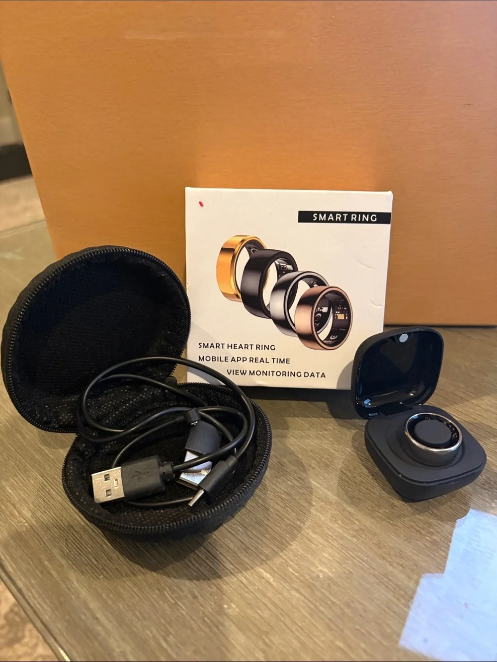 Silver Smart Ring with Charging Case - Smart Ring